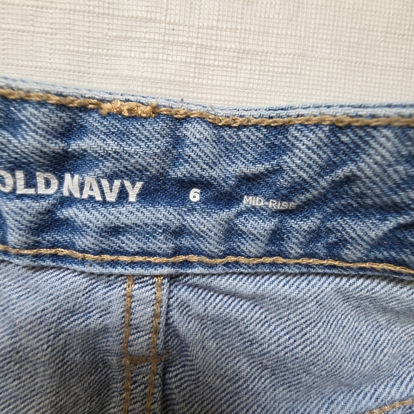 OLD NAVY Mini Denim Jean Skirt Sz 6 Distressed Raw Hem 90s‎ Vintage Style Grunge - Picture 3 of 5